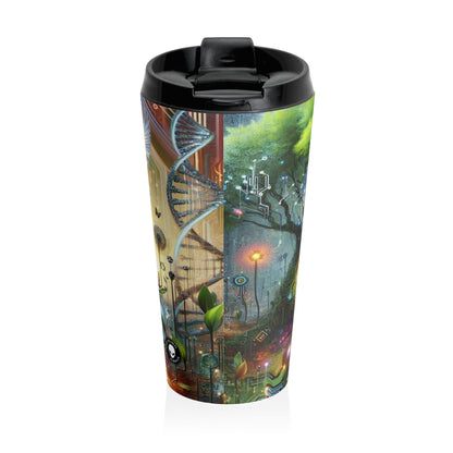 "Techno-Natural Fusion: The Future of Bio Art" - The Alien Stainless Steel Travel Mug Bio Art