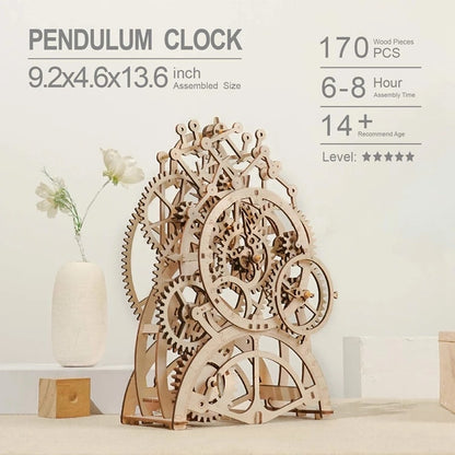 Robotime Rokr reloj de péndulo 170 Uds. Rompecabezas de madera 3D, juguetes de bloques de construcción, regalos de ensamblaje para niños y adultos, triangulación de envíos