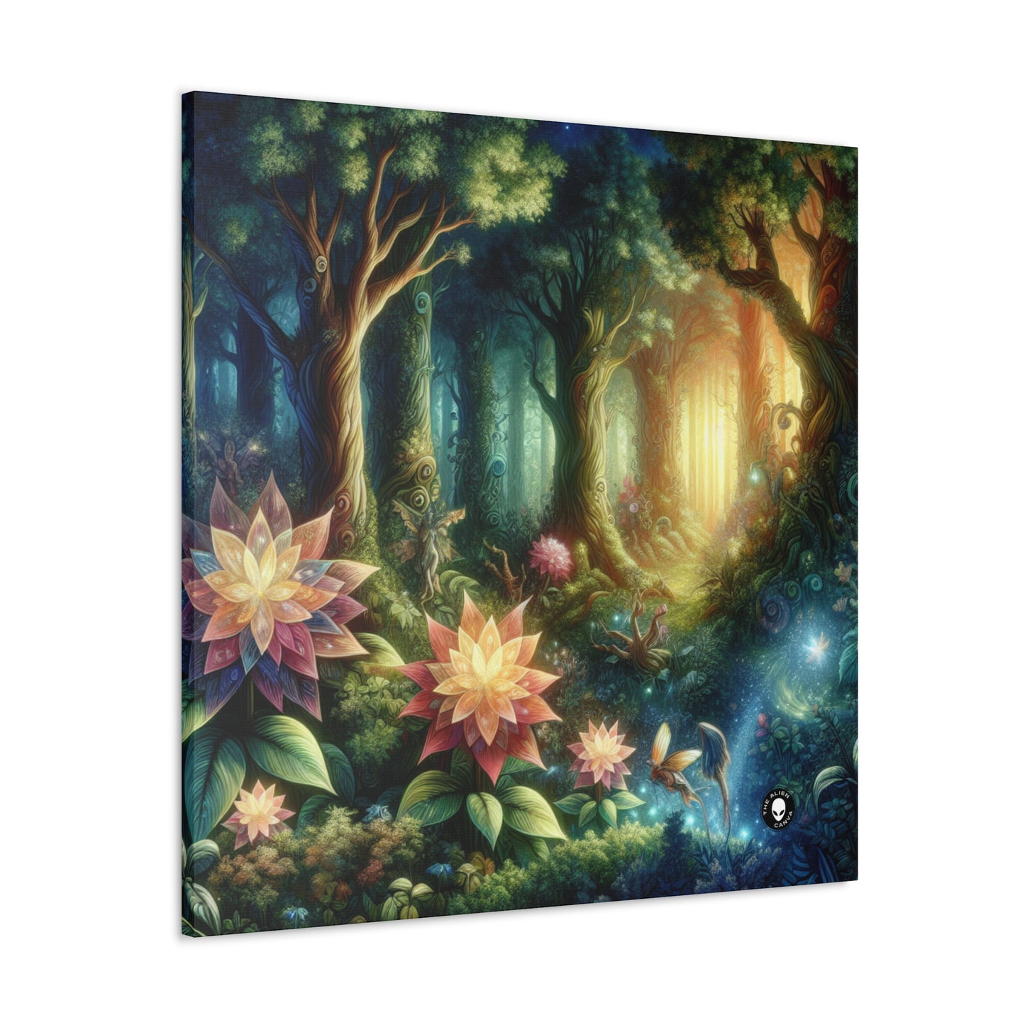 Enchanted Woodland: Glowing Blossoms and Mystical Beings - The Alien Canva