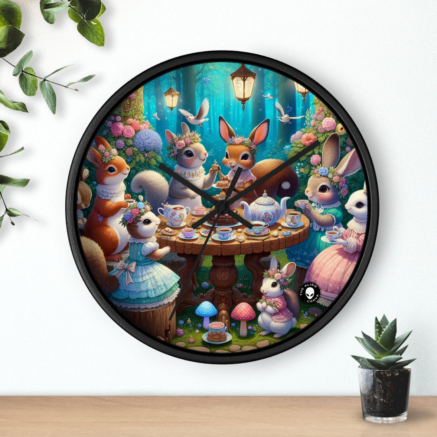 "Enchanted Tea Party in the Woodland Glade" - The Alien Wall Clock