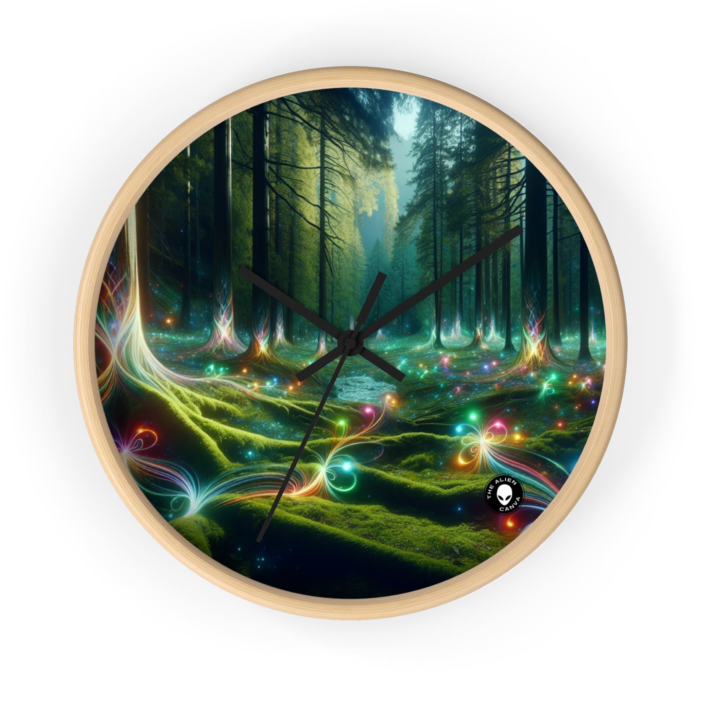 - Crystal-Enchanted Forest: A Tapestry of Light - The Alien Wall Clock