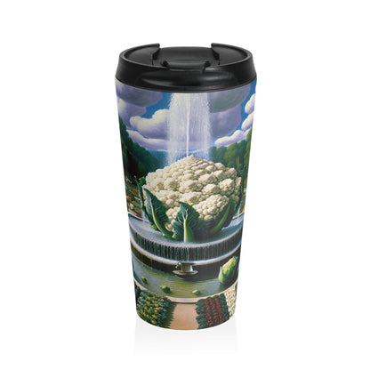 "The Vegetable Fountain: A Cauliflower Conglomerate" - The Alien Stainless Steel Travel Mug Surrealism