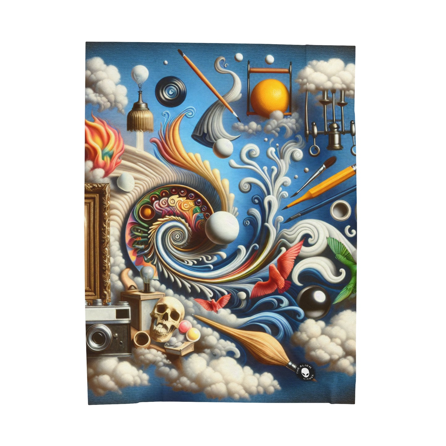 "Temporal Meltdown: Surreal Landscape" - The Alien Velveteen Plush Blanket Surrealism