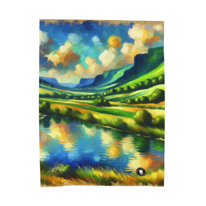 "Serenity at Sunset: An Impressionistic Meadow" - The Alien Velveteen Plush Blanket Impressionism