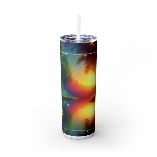 "Dusk Enchantment: A Magical Forest Scene" - The Alien Maars® Skinny Tumbler with Straw 20oz