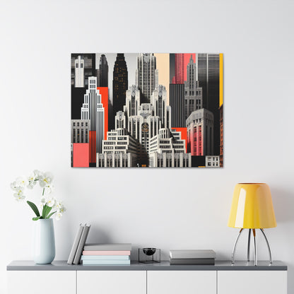 "A Contrast of Times: Classic Art Deco Skyscrapers and a Modern Cityscape" - The Alien Canva Art Deco Style