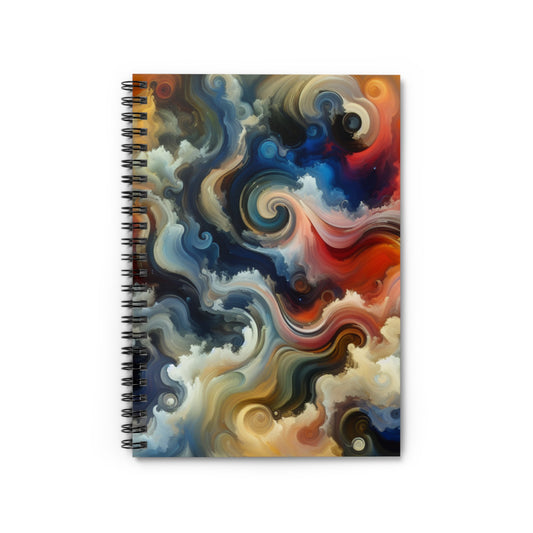 "Chaotic Balance: A Universe of Color" - The Alien Spiral Notebook (Ruled Line) Abstract Art Style