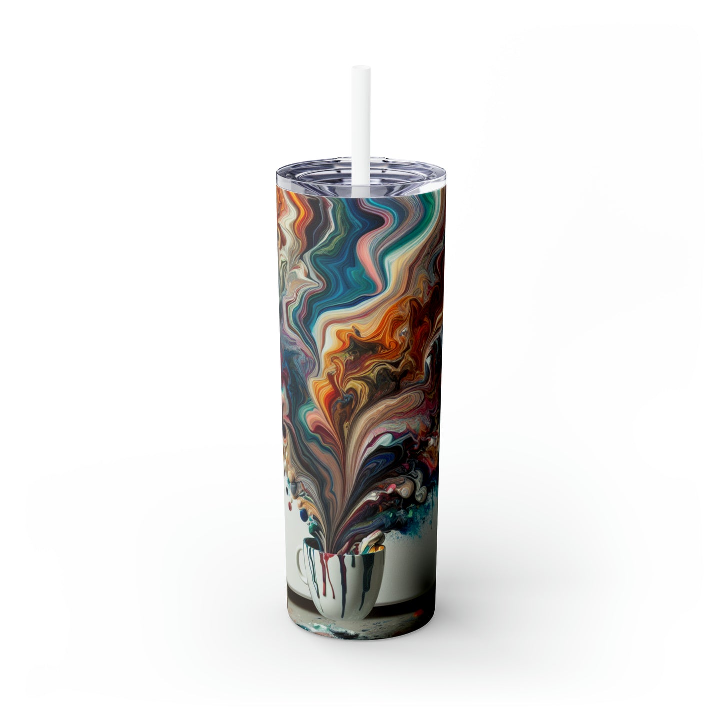 « Un paradis pour la peinture : l’art du coulée acrylique » - The Alien Maars® Skinny Tumbler avec paille 20oz Style de coulée acrylique