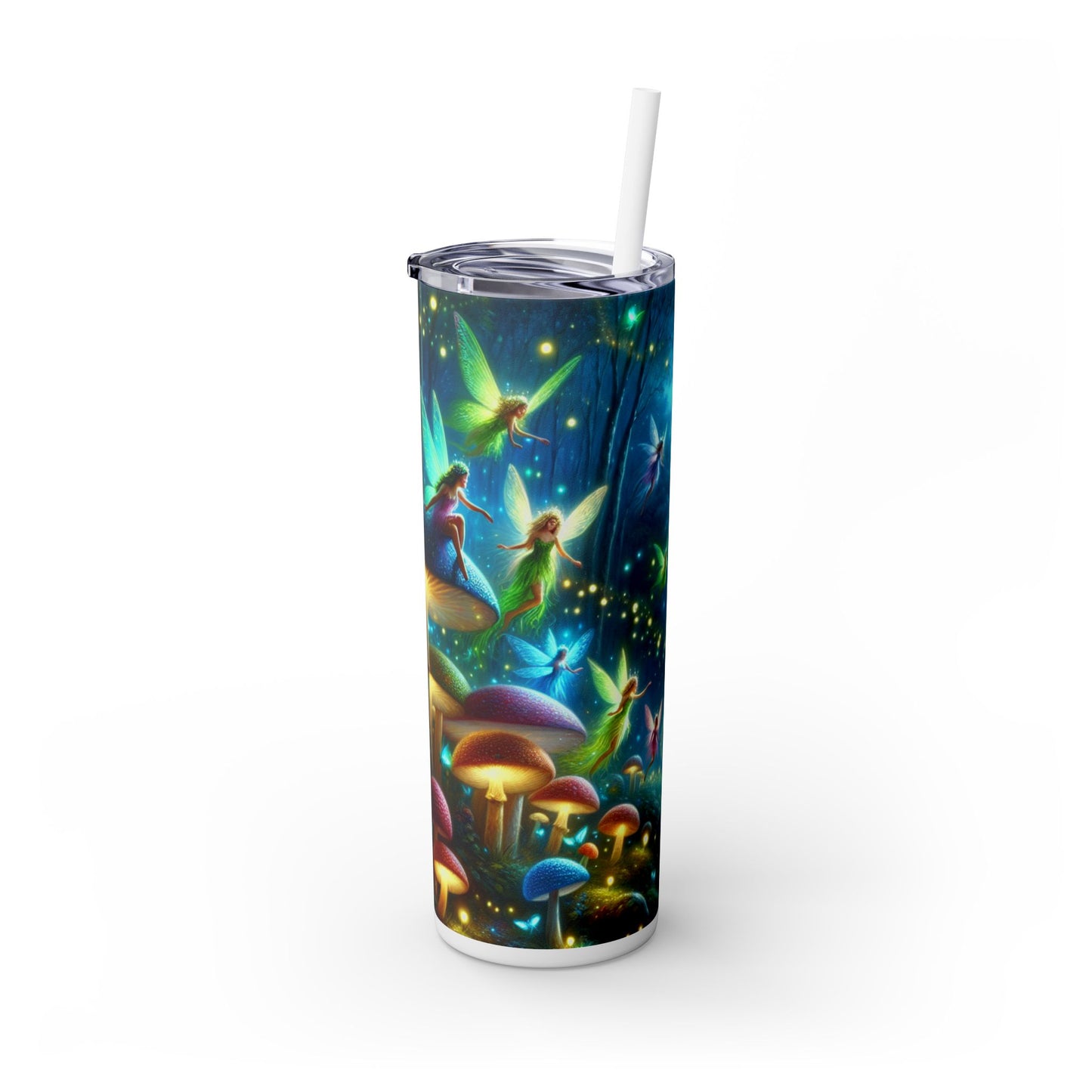 "Fairy Dance in the Glowing Forest" - The Alien Maars® Skinny Tumbler with Straw 20oz