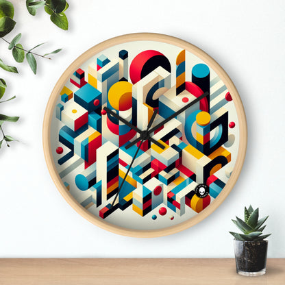 "Harmonious Balance: Geometric Abstract Art" - The Alien Wall Clock Geometric Abstraction