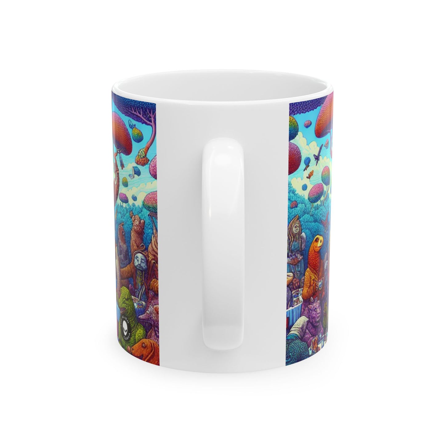 « Animal Tea Party dans un pays des merveilles arc-en-ciel » - Tasse en céramique Alien 11 oz