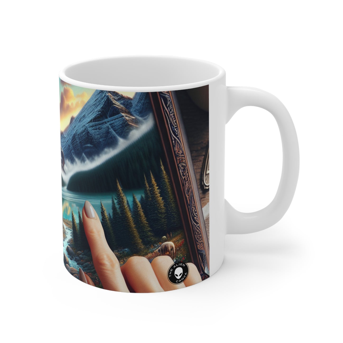 "The Mosaic Portrait: Unveiling Photorealism Through Fragmented Beauty" - The Alien Ceramic Mug 11oz Photorealism