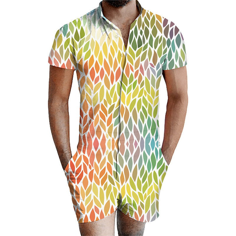 Printed men's jumpsuit suit