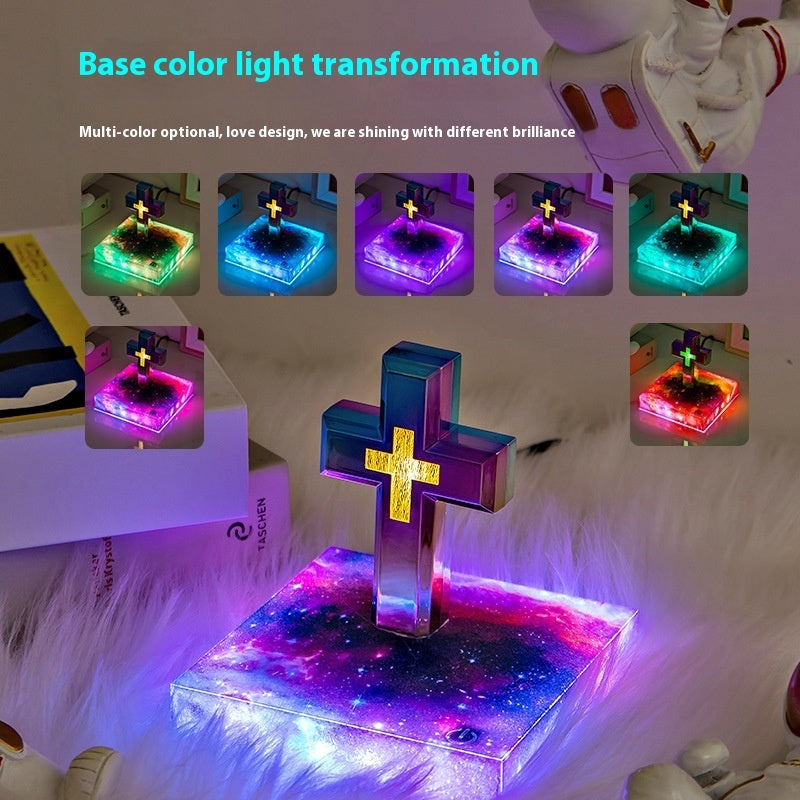 Magnetic Suspension Cross Table Lamp Base Color Light Transformation