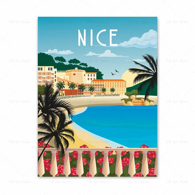 Spain Turkey Hawaii Amalfi Coast Travel Poster Greece Wall Art Canvas Painting Home Decor