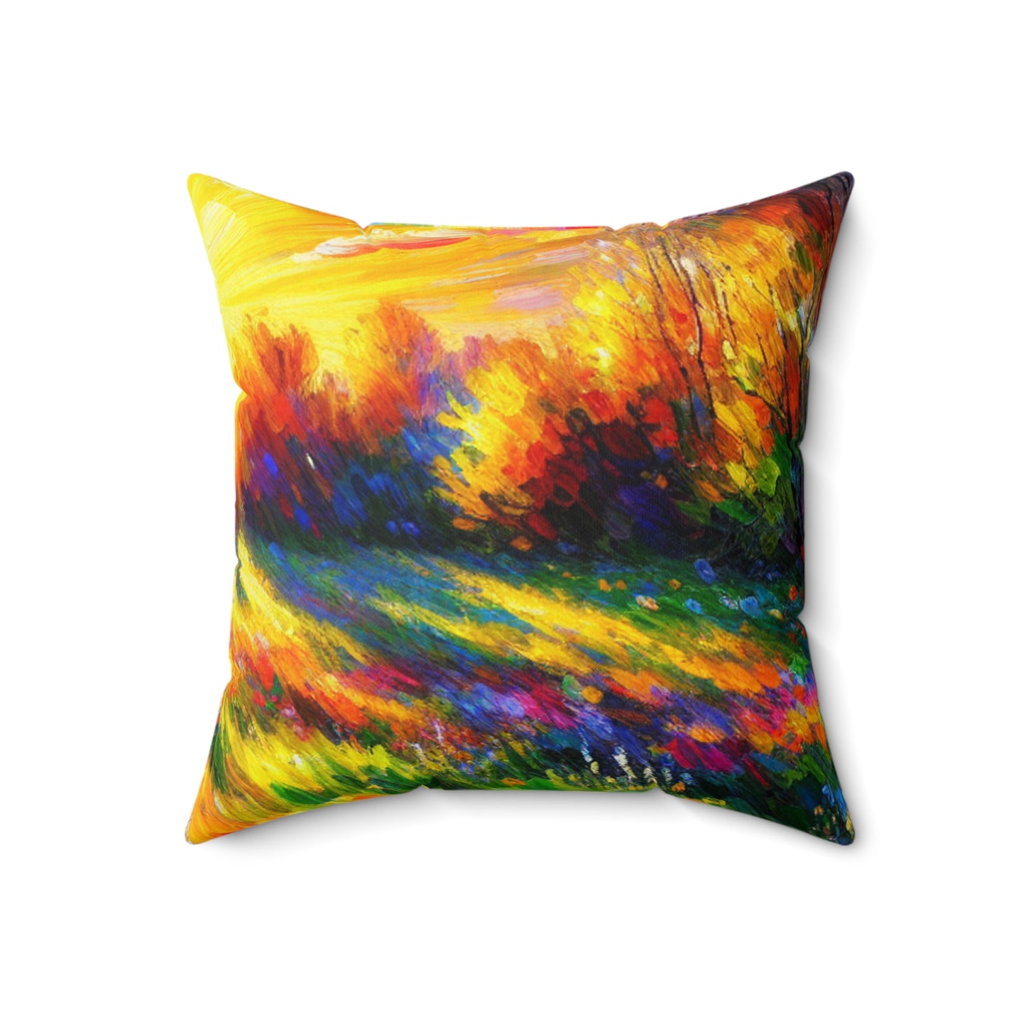 « Vibrant Springtime Sky » - L’oreiller carré en polyester filé Alien style fauvisme