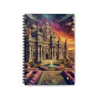 "Whimsy and Mystery: The Enchanted Masquerade in Baroque Splendor" - The Alien Spiral Notebook (Ruled Line) Baroque