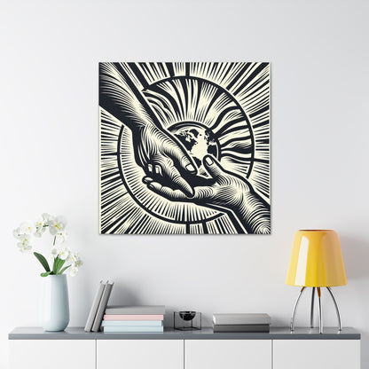 "Uniting Hands, Uniting Nations" - The Alien Canva Woodcut Printing Style