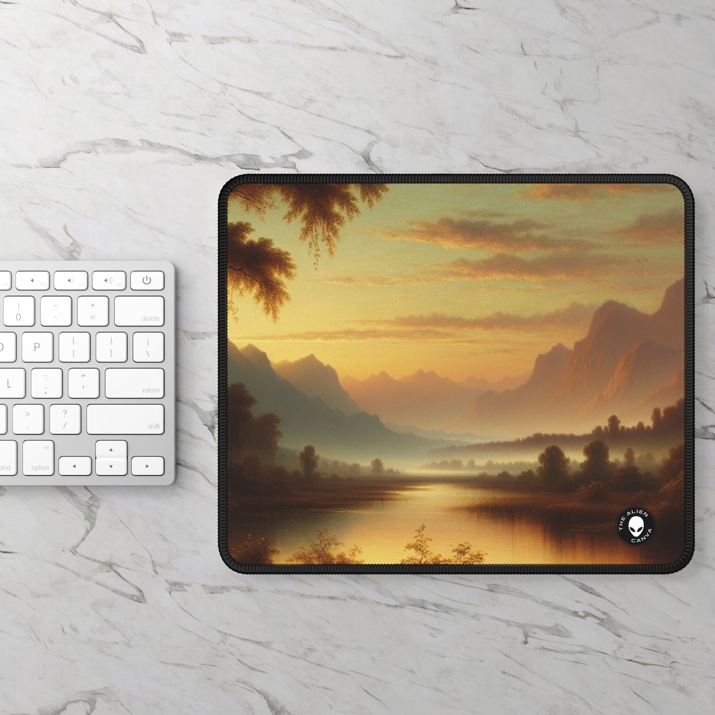 "Misty Morning: Tonalismo sereno en un lago tranquilo" - The Alien Gaming Mouse Pad Tonalism