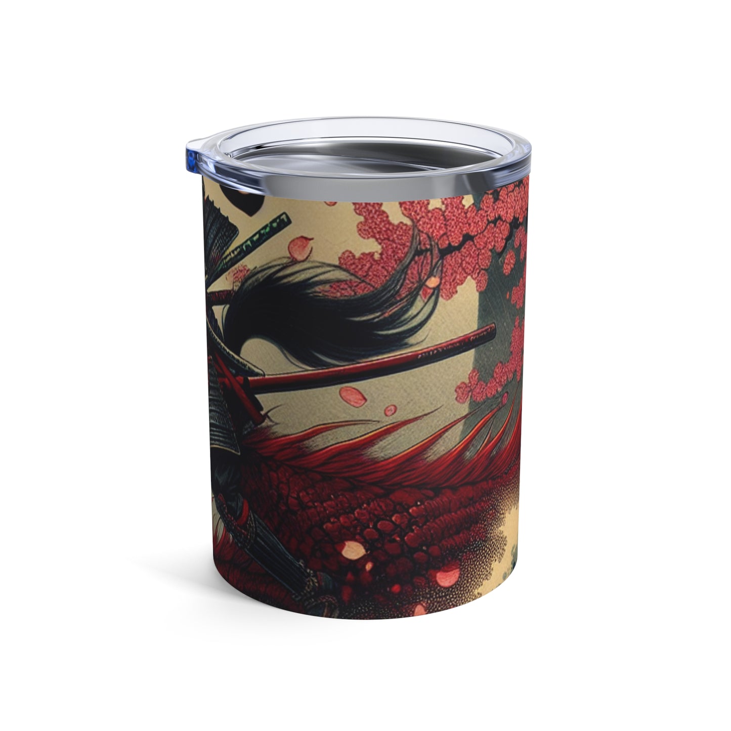 "Storming into Battle: A Samurai's Tale" - Vaso Alien de 10 oz estilo Ukiyo-e (impresión en madera japonesa)