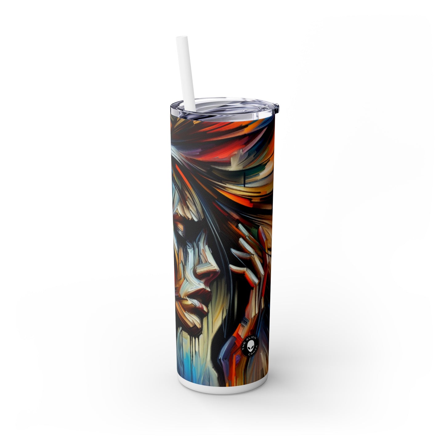 "Night Pulse: Expressions of Urban Chaos" - The Alien Maars® Skinny Tumbler avec paille 20oz Expressionnisme