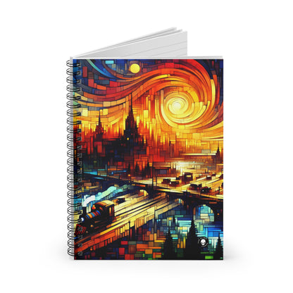 "Un monde au-delà : un paysage de jeu fantastique épique" - The Alien Spiral Notebook (Ruled Line) Art du jeu vidéo