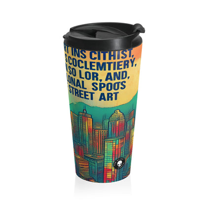 "Urban Myth: The Vibrant Street Art Fusion" - Taza de viaje de acero inoxidable The Alien Street Art