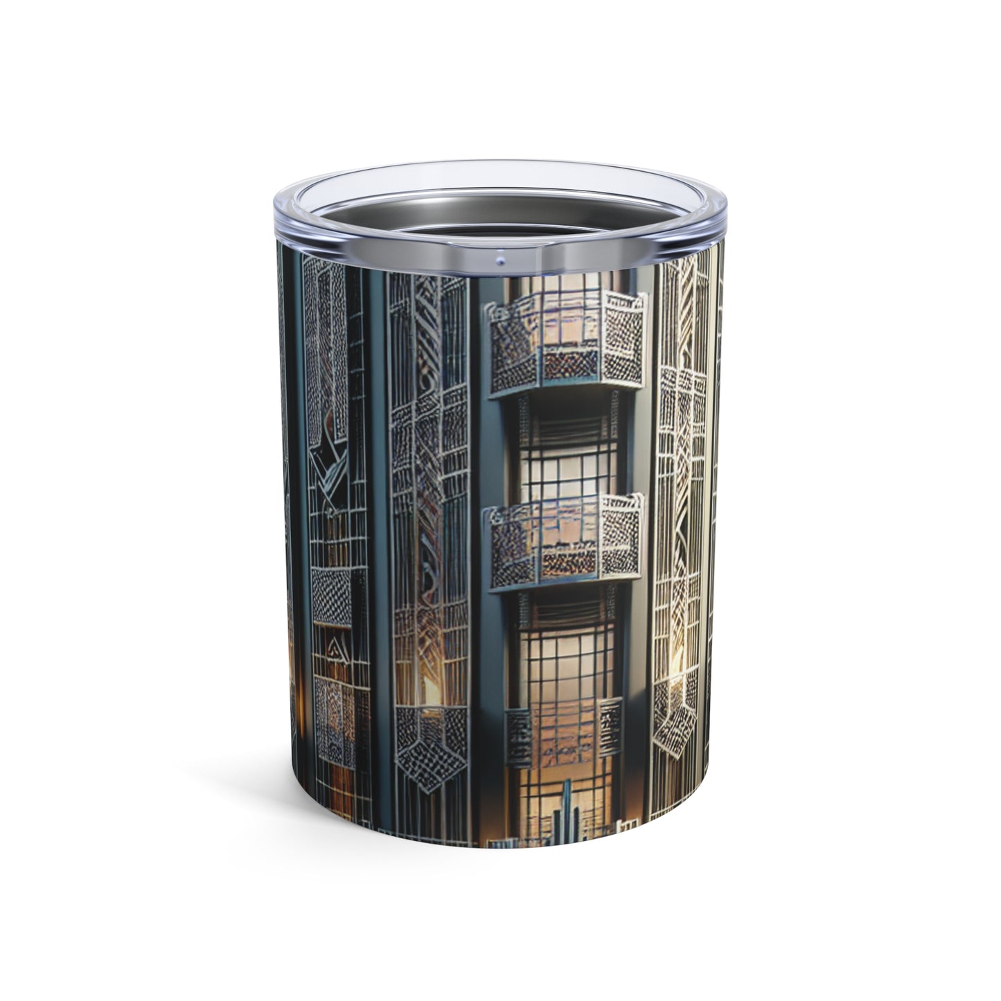 "Elegancia iluminadora: una calle de la ciudad Art Deco" - The Alien Tumbler 10oz estilo Art Deco