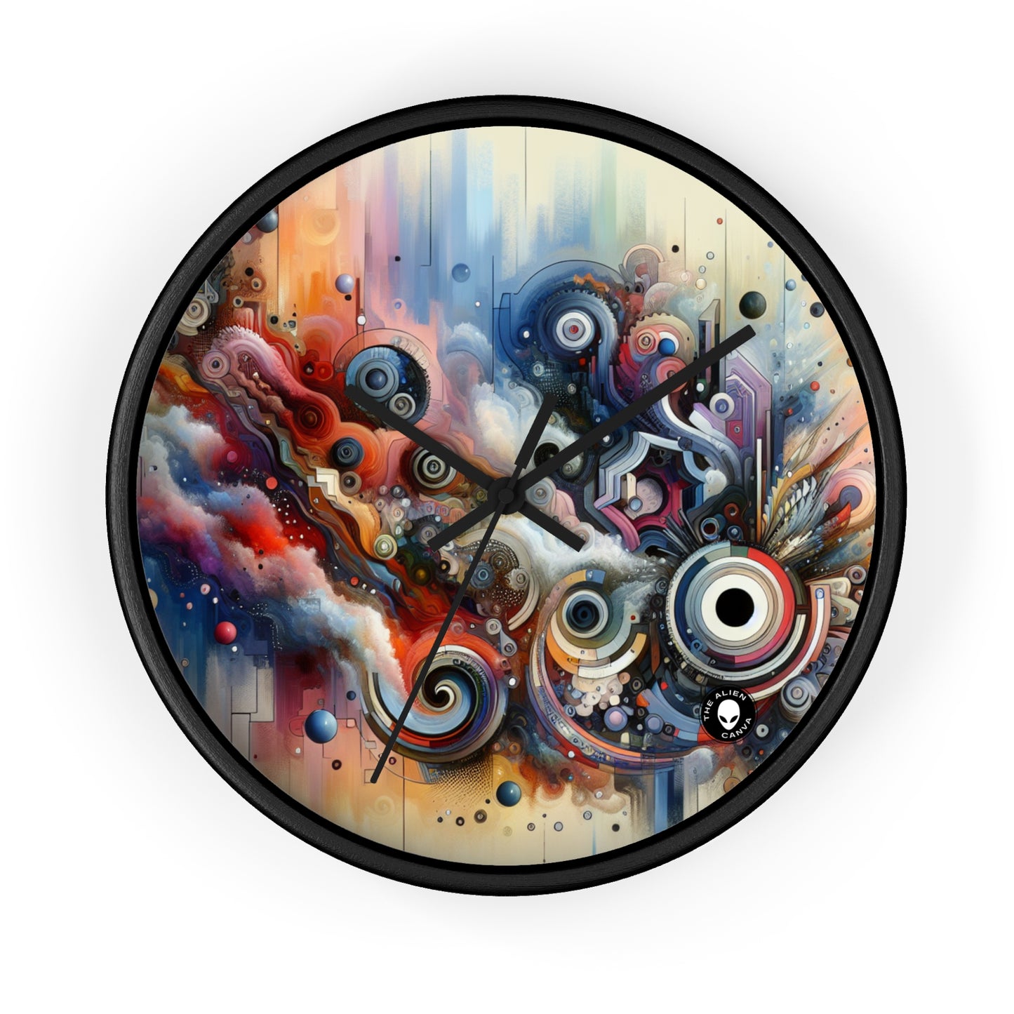 "Flux temporel : un voyage surréaliste à travers des formes abstraites et des couleurs vibrantes" - The Alien Wall Clock Avant-garde Art