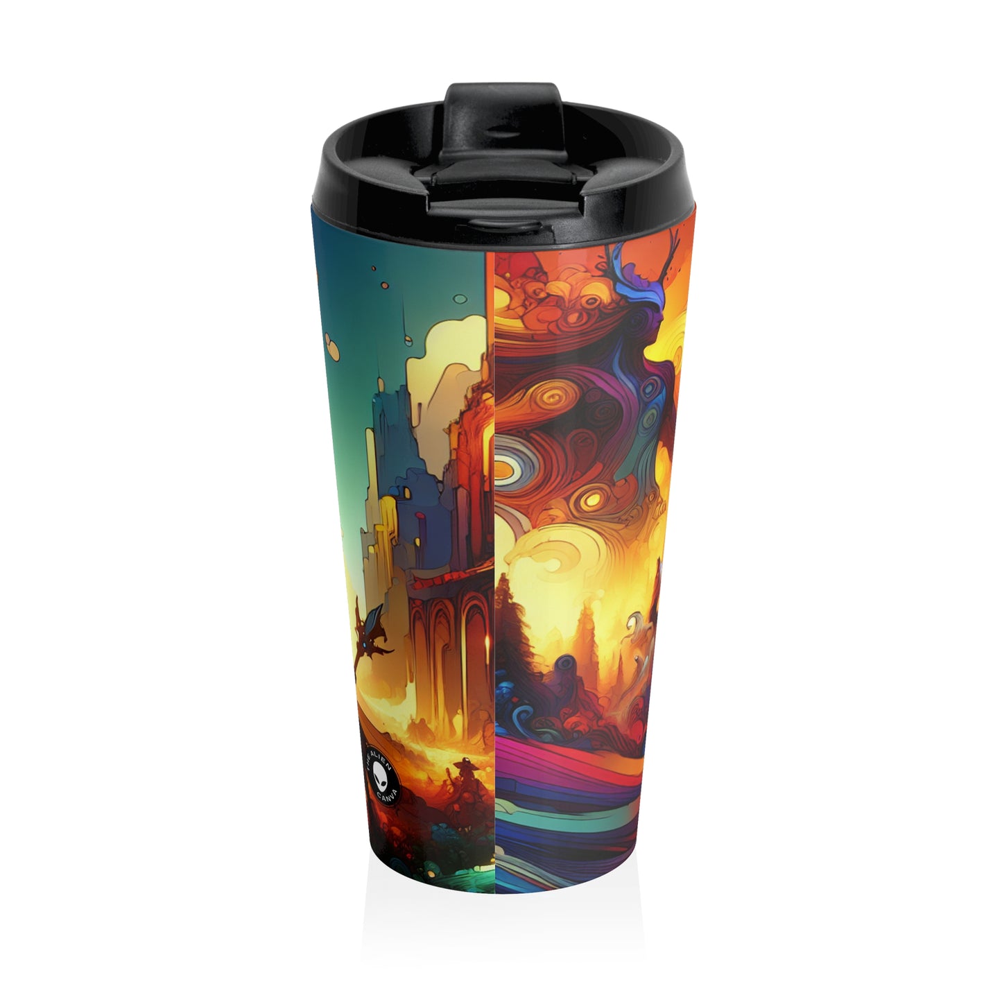 "Crossovers Clash: The Ultimate Battle of Dimensions" - The Alien Stainless Steel Travel Mug Video Game Art