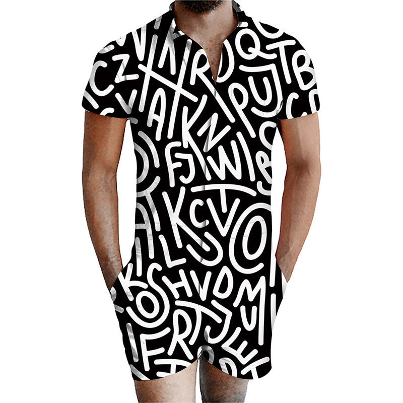 Printed men's jumpsuit suit