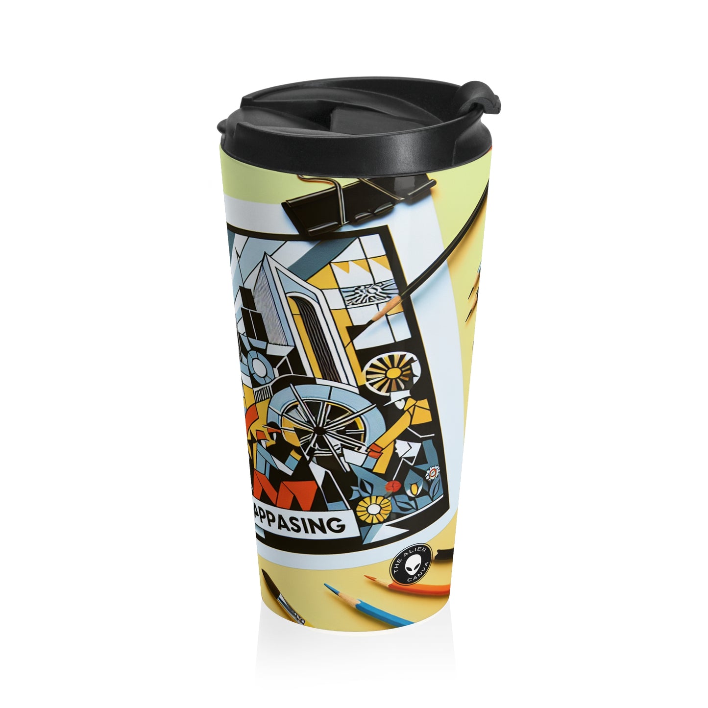 "Constructive City: A Vibrant Celebration of Urban Progress" - The Alien Stainless Steel Travel Mug Constructivism