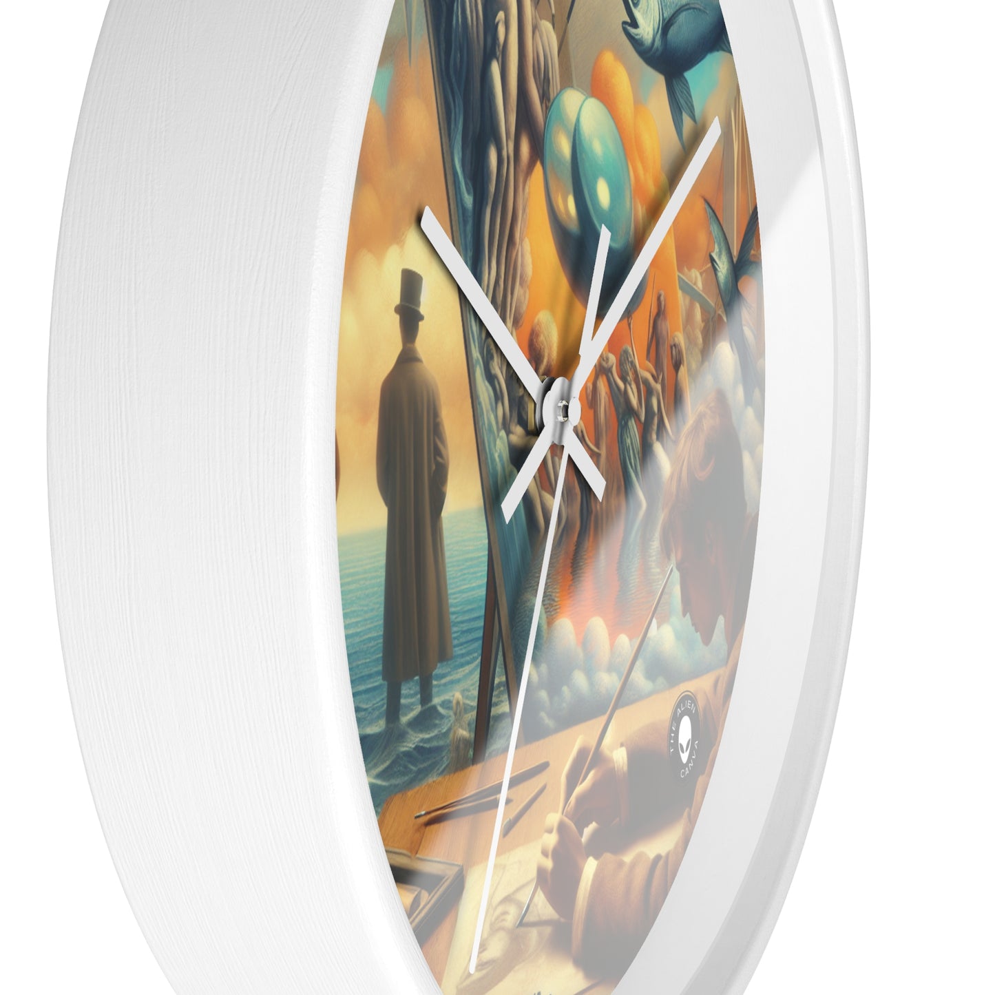 Whimsical Dreams: Defying Gravity in the Celestial Abyss - The Alien Wall Clock Surrealism