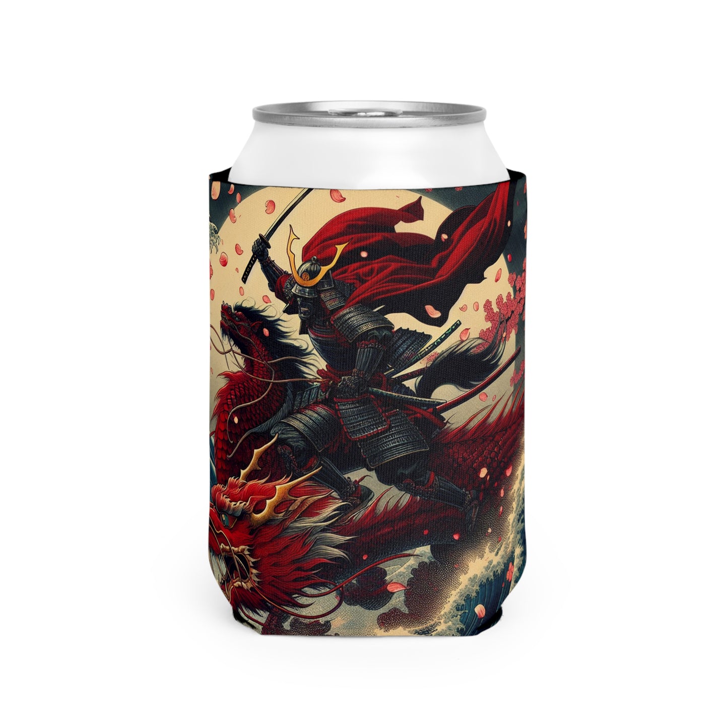 "Storming into Battle: A Samurai's Tale" - The Alien Can Cooler Sleeve Style Ukiyo-e (impression sur bois japonaise)