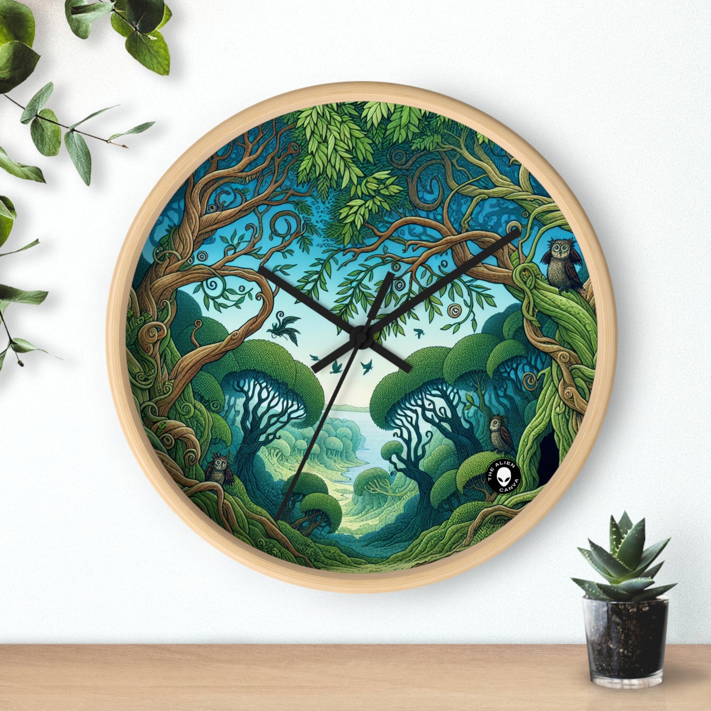 "Enchanted Woodland: Where Trees Dance and Creatures Roam" - The Alien Wall Clock