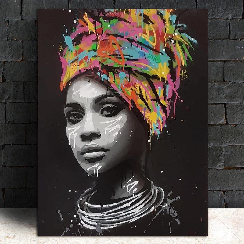 Peinture sur toile femme africaine turban