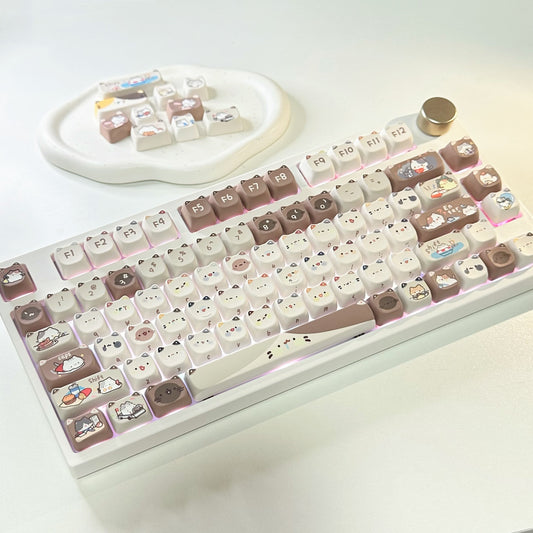 Suitable For Mocha Cat Coffee Key Cap Kit Mechanical Keyboard