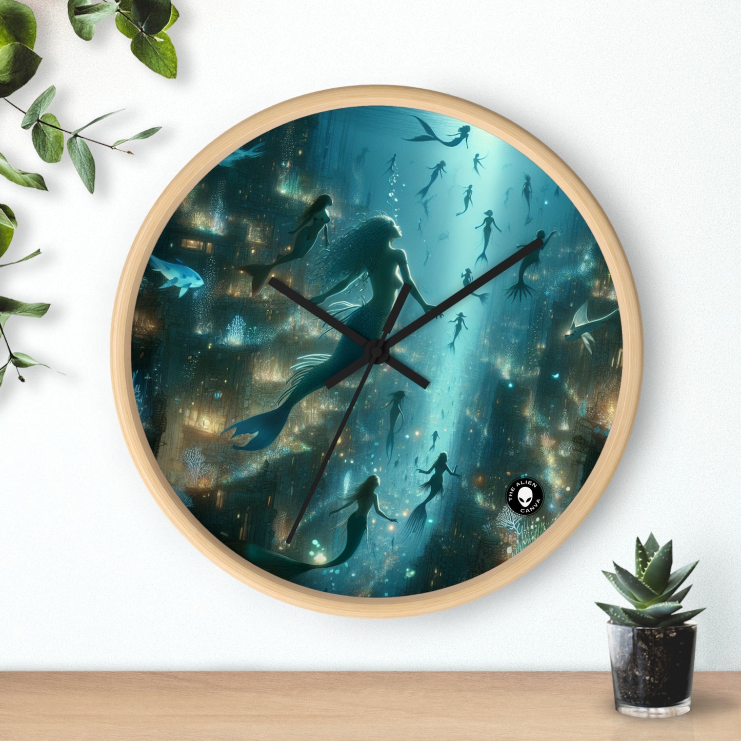 "Enchantment Below: A Bioluminescent Underwater Metropolis" - The Alien Wall Clock