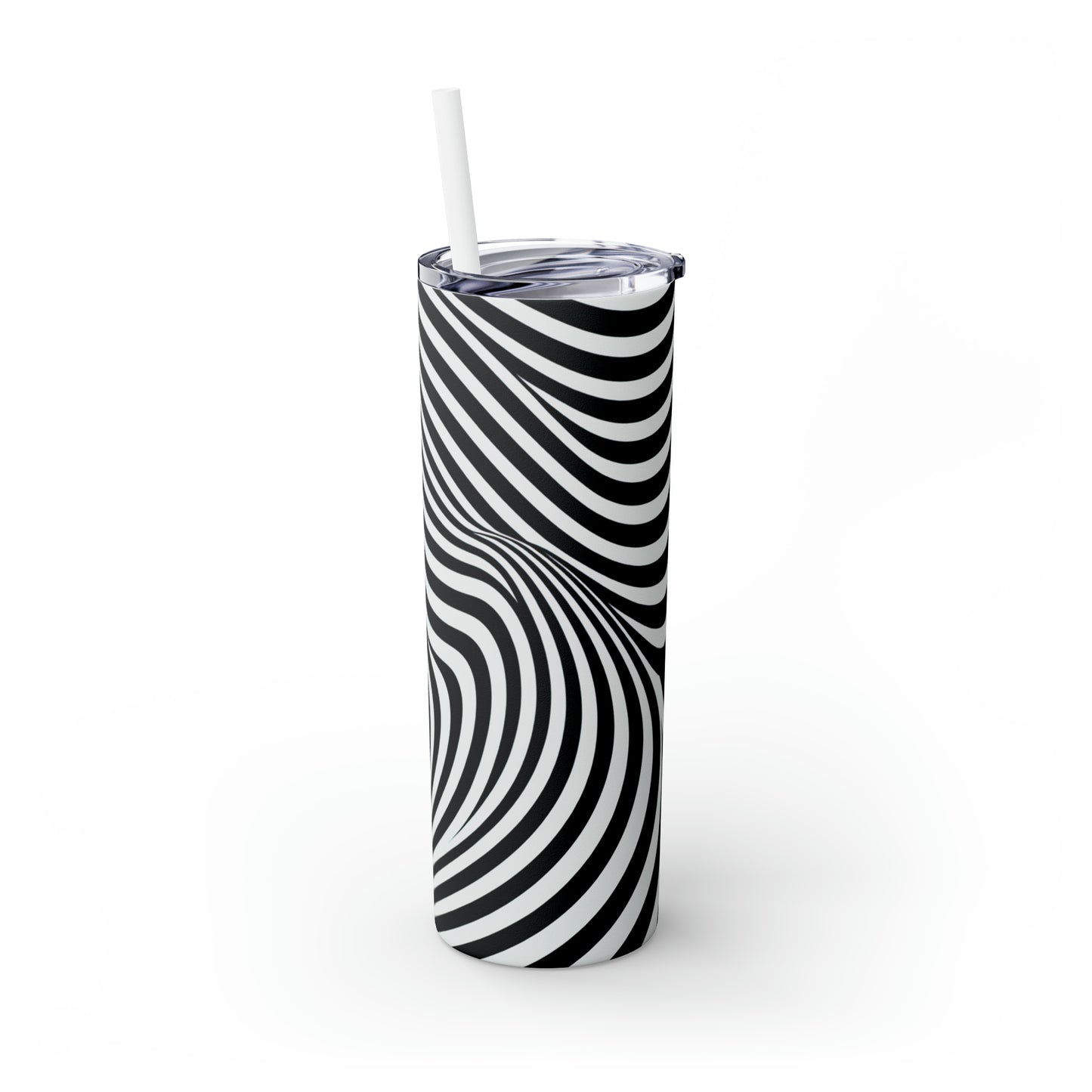 "Optical Illusion Wave" - The Alien Maars® Skinny Tumbler with Straw 20oz Op Art Style