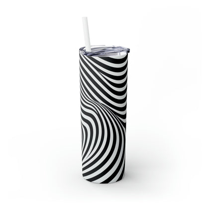 "Optical Illusion Wave" - ​​The Alien Maars® Skinny Tumbler avec paille 20oz Op Art Style