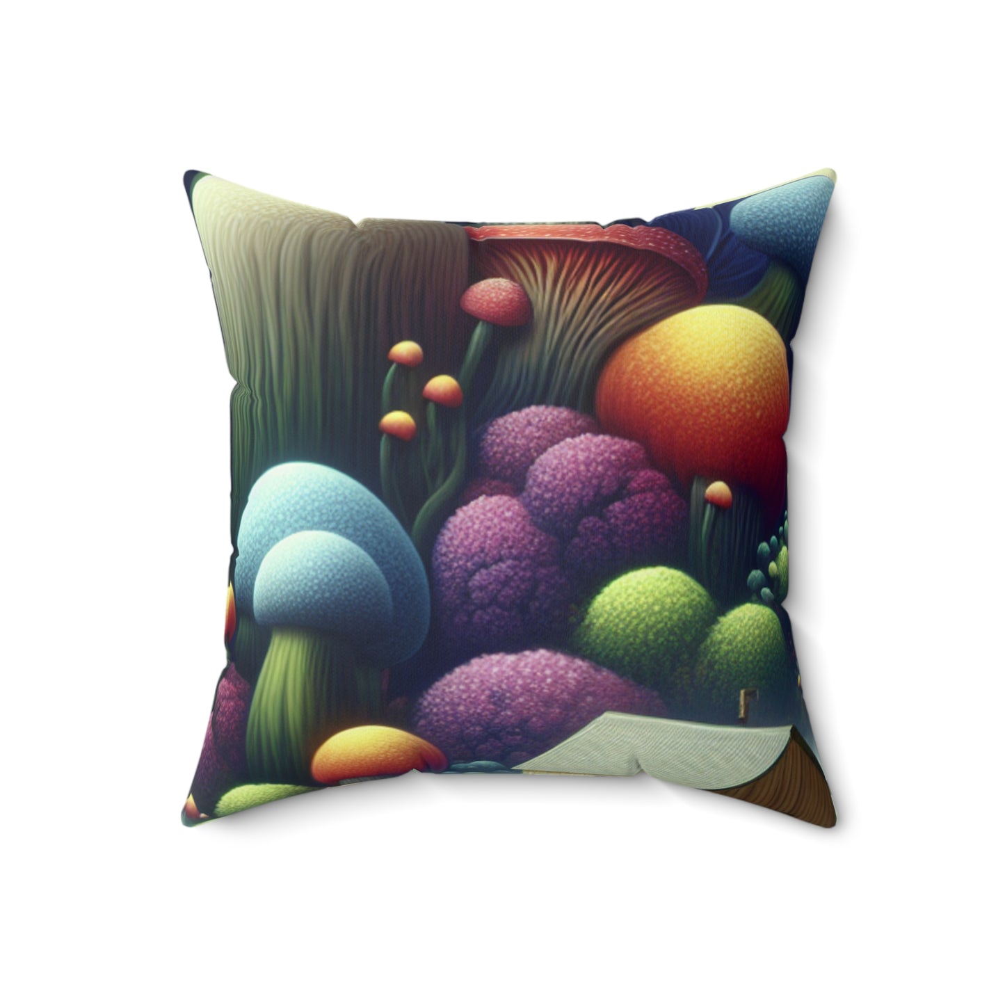 "Giant Flora and Miniature Villages: A Dreamy Wonderland"- The Alien Spun Polyester Square Pillow