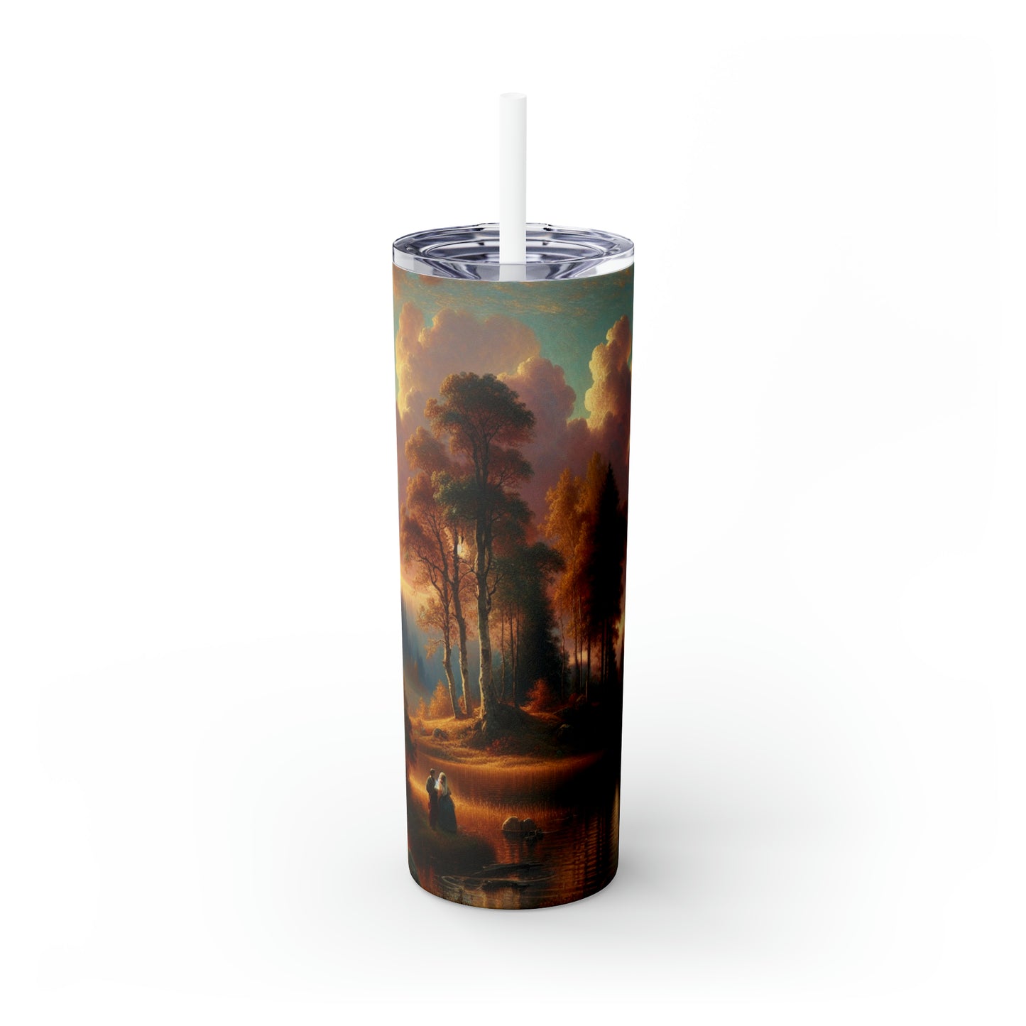 "Susurros de amor en el bosque encantado" - Vaso delgado con pajita Alien Maars® de 20 oz Romanticismo