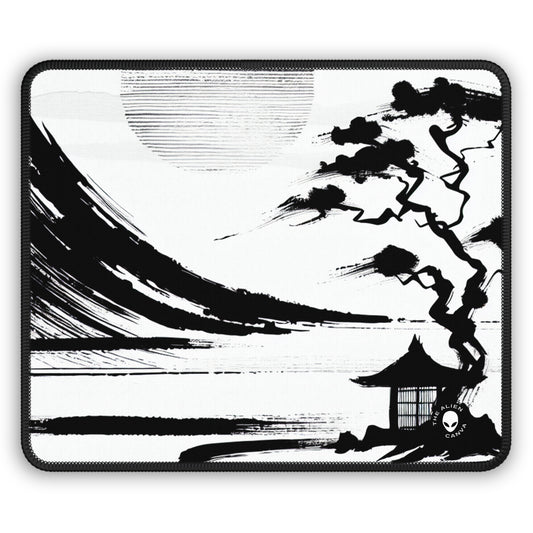 "Harmony of Wind and Water: A Zen Ink Painting" - The Alien Gaming Mouse Pad Zen Ink Painting