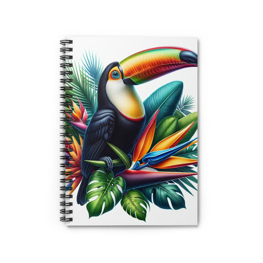 "Toucan sur une fleur tropicale" - Le carnet à spirale Alien (ligne lignée) Style hyperréalisme