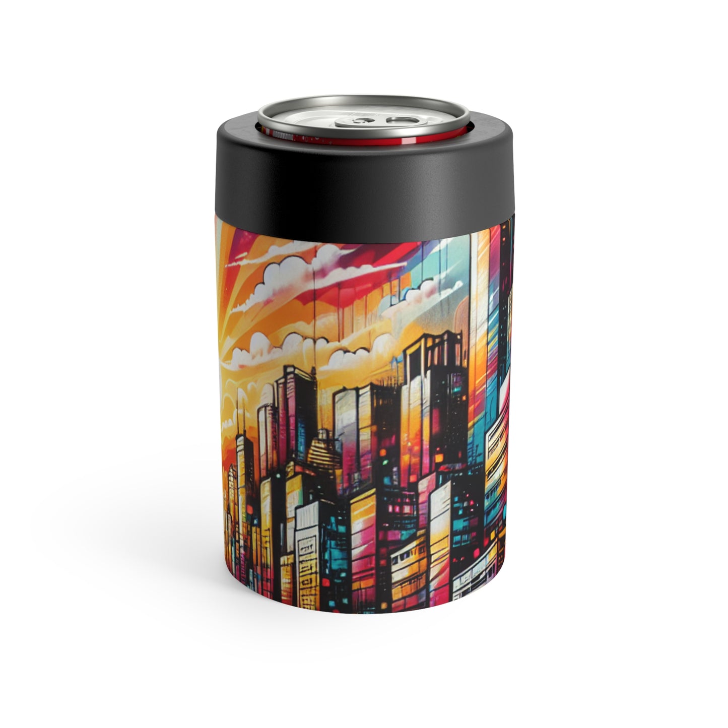 "Cityscape Sunrise" - The Alien Can Holder Street Art / Graffiti Style