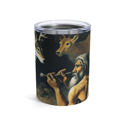 "Chasseur et loup : à la poursuite d'une proie." - La peinture rupestre Alien Tumbler 10oz