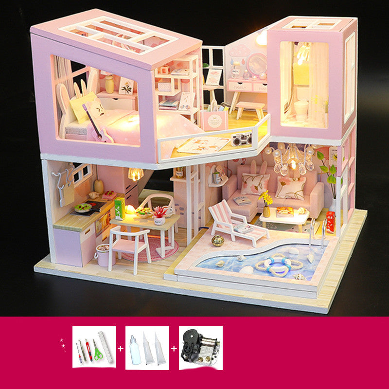 Diy Cottage Villa Loft casa hecha a mano modelo creativo montaje juguete regalo de cumpleaños femenino