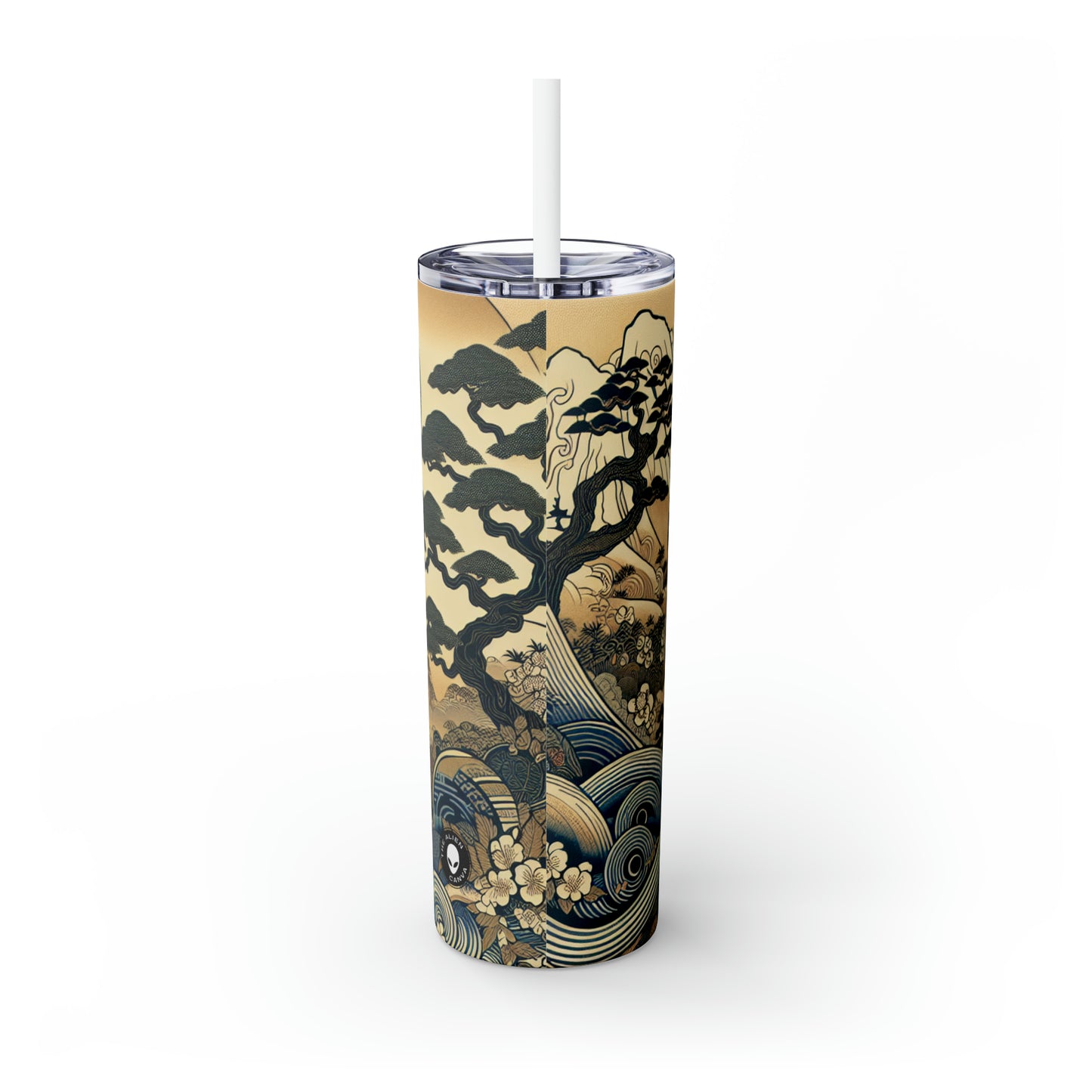 « Les rêves festifs d'Edo » - The Alien Maars® Skinny Tumbler avec paille 20oz Ukiyo-e (impression japonaise sur bois)