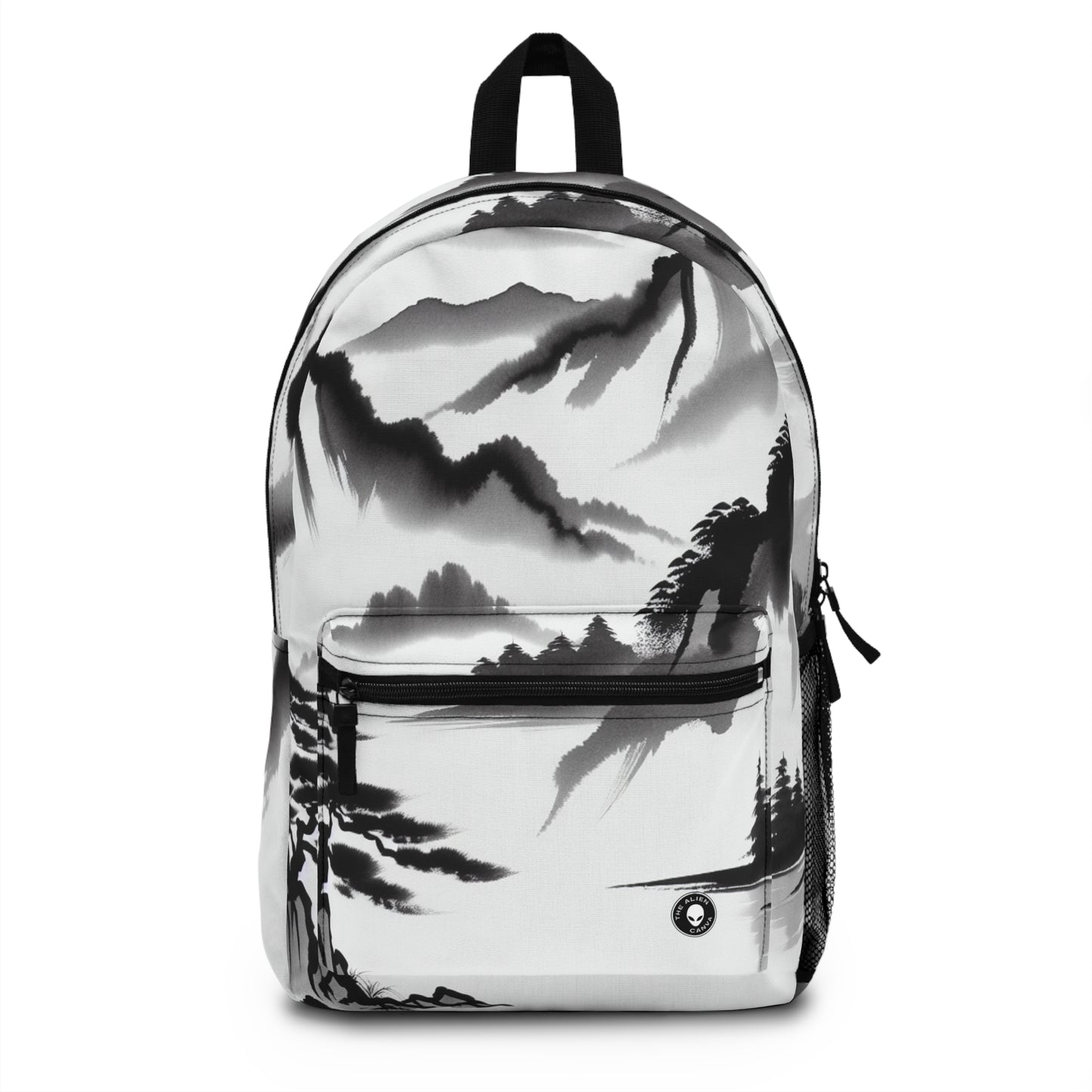 "Mountain Reflection: A Serene Zen Ink Painting" - The Alien Backpack Zen Ink Painting