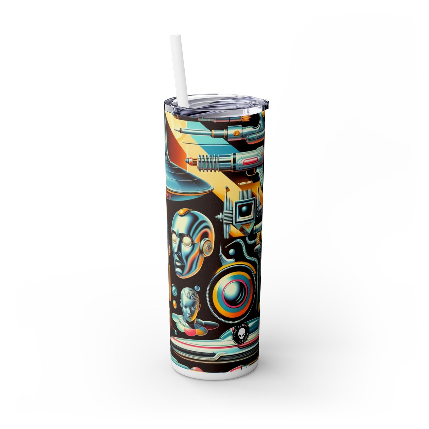 "Neon Deco: Una utopía retrofuturista" - El vaso delgado con pajita Alien Maars® de 20 oz Retrofuturismo